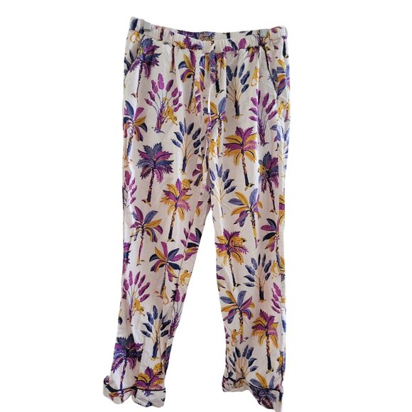 Printfresh Other - Printfresh Anthropologie Royal Palm tree pjs crop bottoms Cotton size Medium